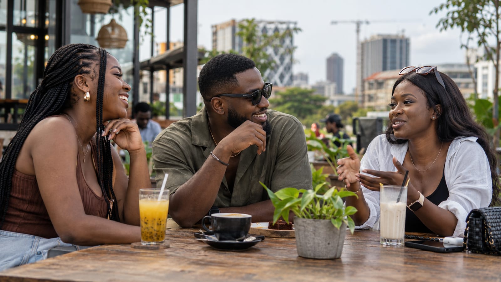 Friends spending time together outdoors after meeting